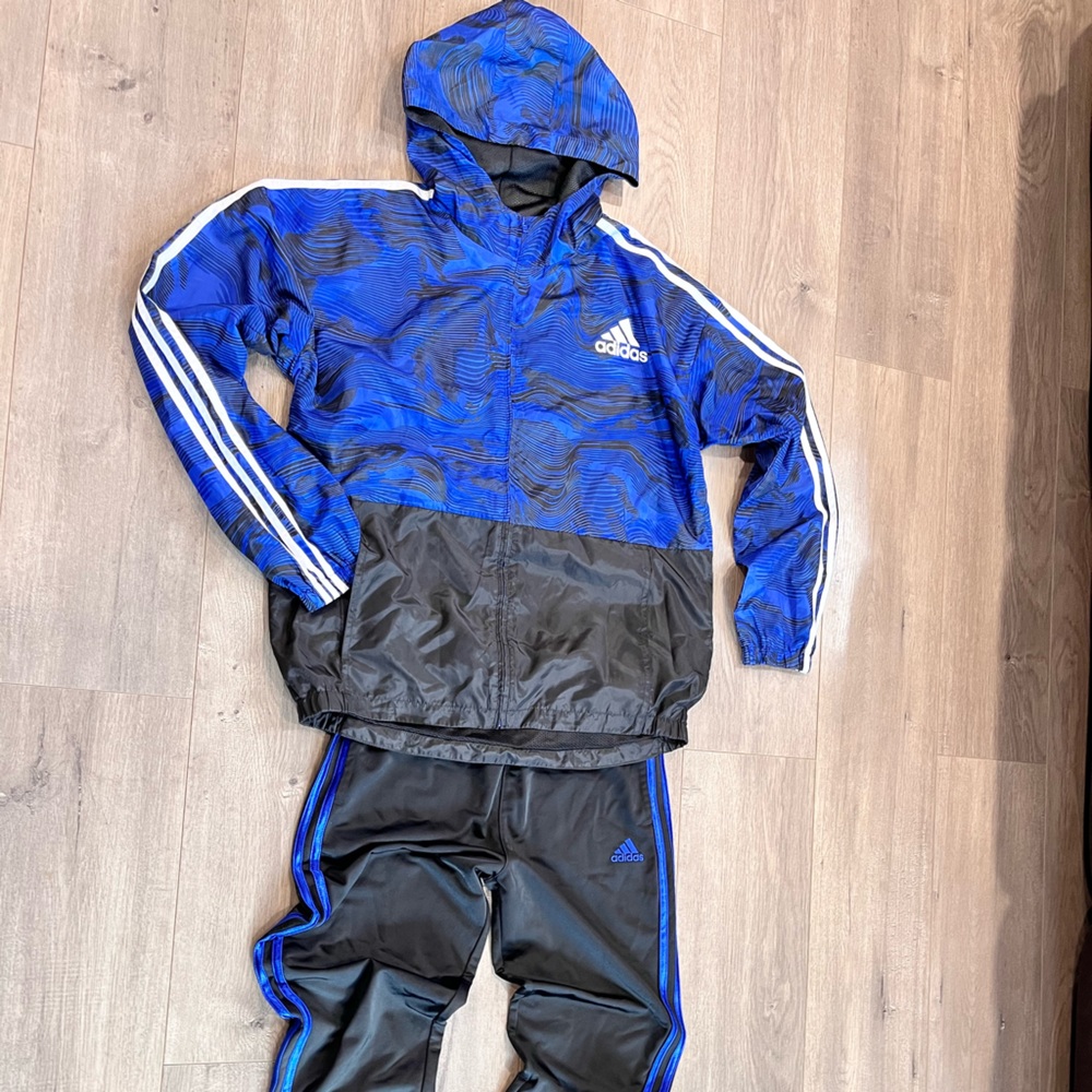 Boys Blue & Black Adidas Track Suit